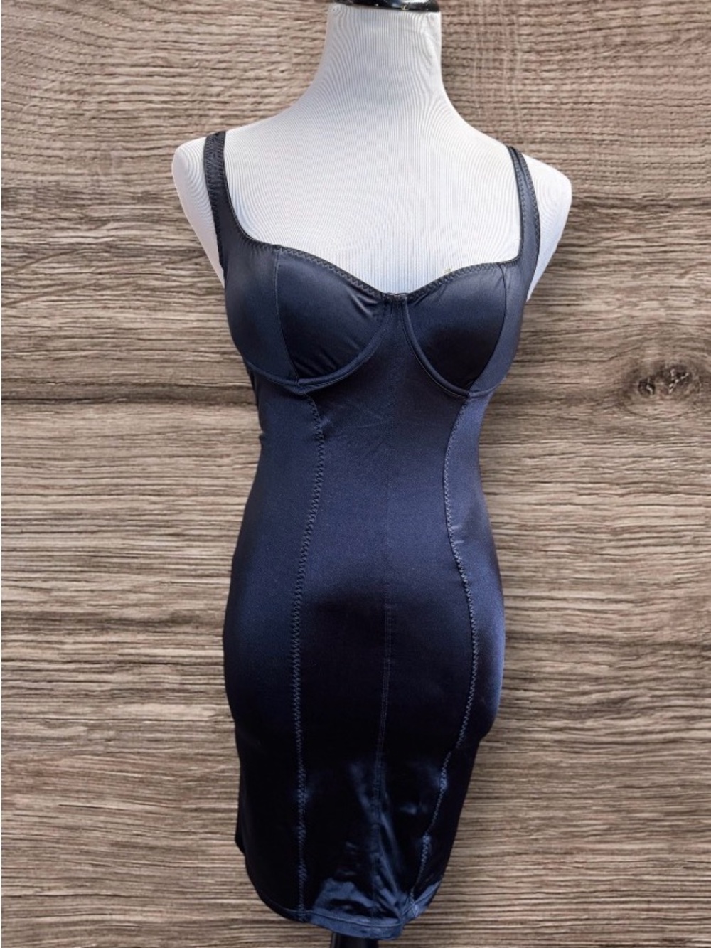 Like new! Skims stretch satin corset slip - m - onyx